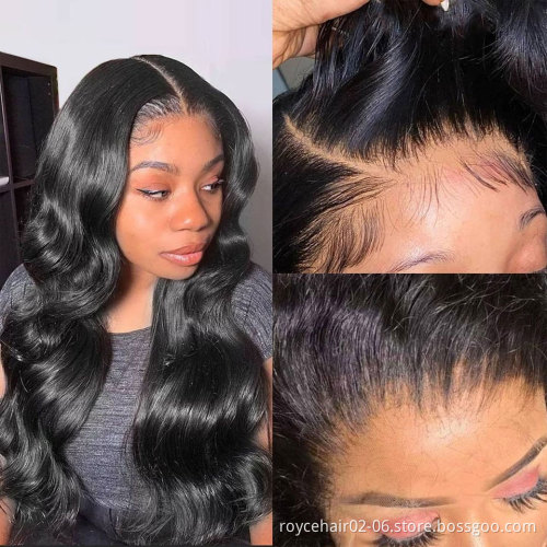 Factory Price 100% Brazilian Virgin Curly Human Hair Lace Wigs Vendor,Body Wave Pre Plucked Natural Hairline 5x5 Lace Front Wig